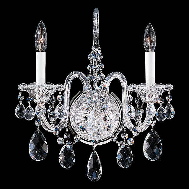 Sterling 2 Light Wall Sconce in Silver with Clear Crystals From Swarovski