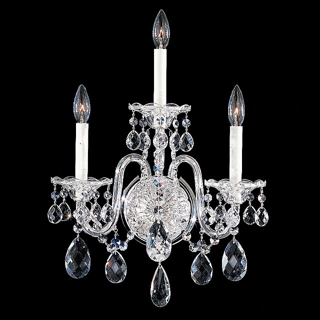 Sterling 3 Light Wall Sconce in Silver with Clear Crystals From Swarovski