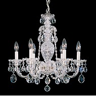Sterling 6 Light Chandelier in Silver with Clear Heritage Crystal