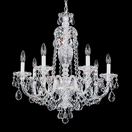 Sterling 7 Light Chandelier in Silver with Clear Heritage Crystal