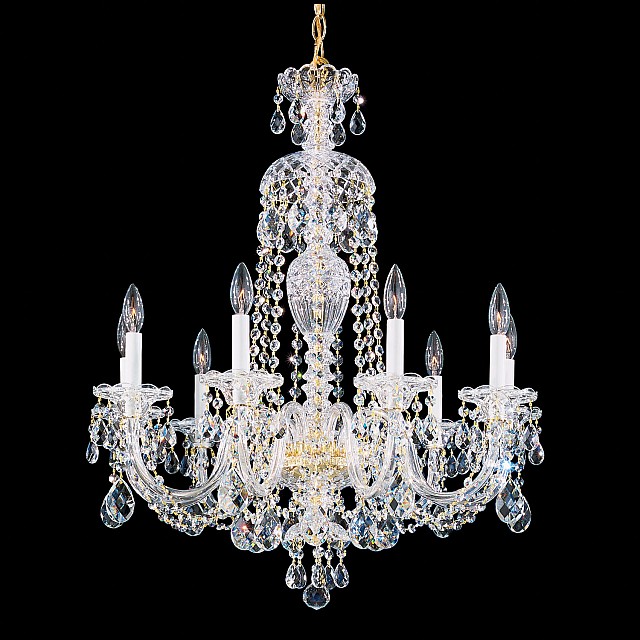 Sterling 9 Light Chandelier in Silver with Clear Heritage Crystal