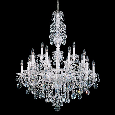 Sterling 20 Light Chandelier in Silver with Clear Heritage Crystal