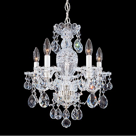 Sterling 5 Light Chandelier in Silver with Clear Heritage Crystal