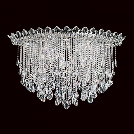 Trilliane Strands 8 Light Close to Ceiling in Stainless Steel with Clear Heritage Crystal