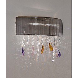 Wall Lamp PARALUME SWAROVSKI Pink/Amber/Purple + SPECTRA Clear, 24-carat gold, shade black