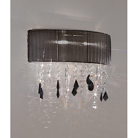 Wall Lamp PARALUME SWAROVSKI Black + SPECTRA Clear, chrome, shade black
