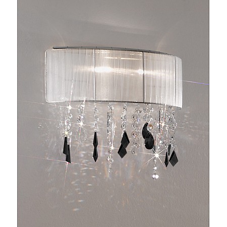 Wall Lamp PARALUME SWAROVSKI Black + SPECTRA Clear, chrome, shade white
