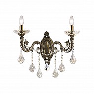 Wall Lamp CONTARINI CRYSTAL Spectra, antique brass, (shades optional)