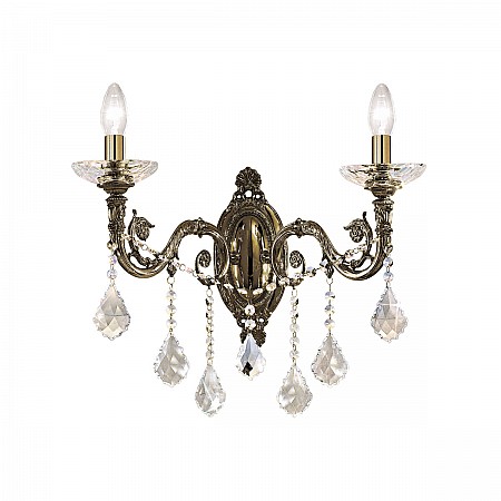 Wall Lamp CONTARINI CRYSTAL Spectra, antique brass, (shades optional)