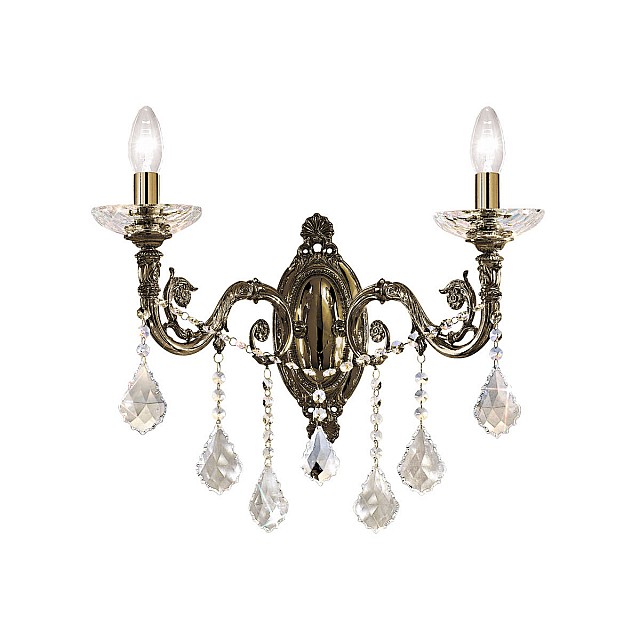 Wall Lamp CONTARINI CRYSTAL Spectra, antique brass, (shades optional)