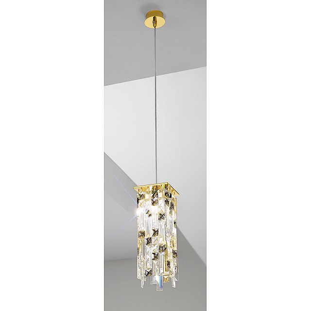 Pendant Lamp PRISMA, 12 24-carat gold, PURE KOLARZ golden night