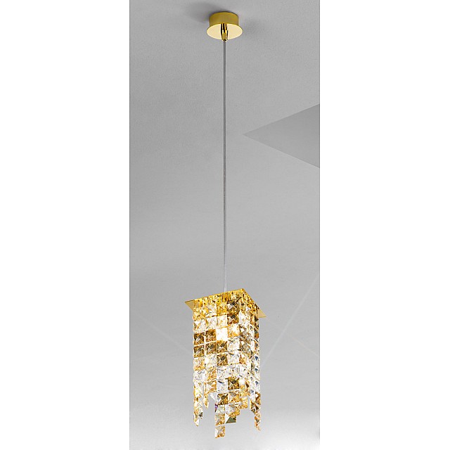 Pendant Lamp PRISMA, 12 24-carat gold, PURE KOLARZ golden night
