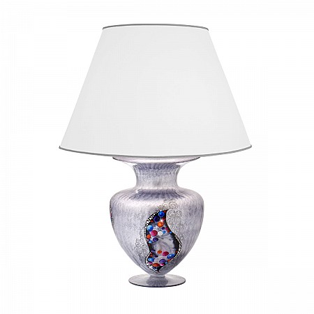 Table Lamp ANFORA, 90 Decor KISS SILVER, silver-plated, hand-painted