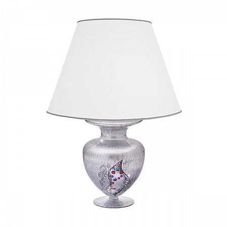 Table Lamp ANFORA, 65 Decor KISS SILVER, silver-plated, hand-painted