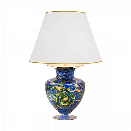 Table Lamp ANFORA, 90 Decor AQUA BLUE, gold-plated, hand-painted