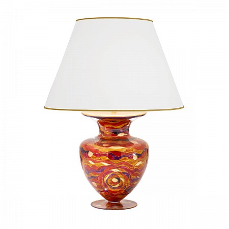 Table Lamp ANFORA, 90 Decor AQUA RED, gold-plated, hand-painted