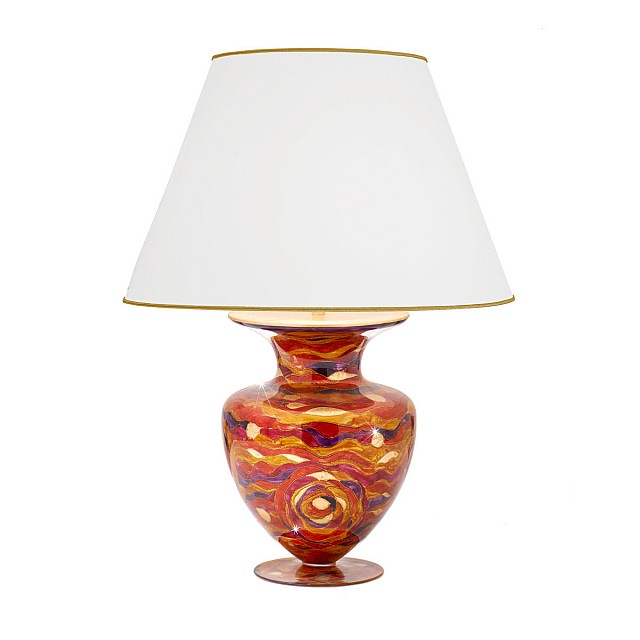 Table Lamp ANFORA, 90 Decor AQUA RED, gold-plated, hand-painted