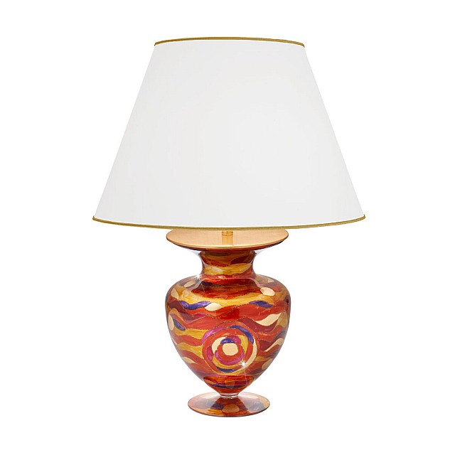 Table Lamp ANFORA, 65 Decor AQUA RED, gold-plated, hand-painted