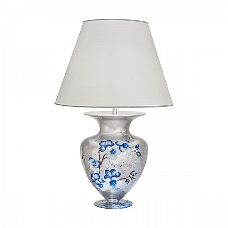 Table Lamp ANFORA, 65 Decor PRIMAVERA SILVER, silver-plated, hand-painted