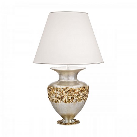 Table Lamp ANFORA, 90 Decor LIBERTA SILVER ANTIQUE, silver-plated, hand-painted