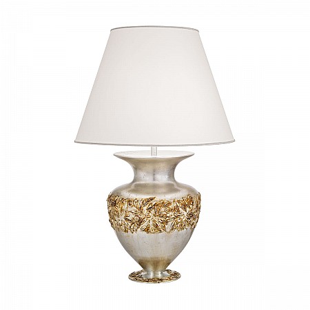 Table Lamp ANFORA, 65 Decor LIBERTA SILVER ANTIQUE, silver-plated, hand-painted