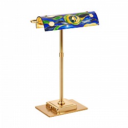 Table Lamp BANKERS Decor AQUA BLUE, 24-carat gold, gold-plated, hand-painted