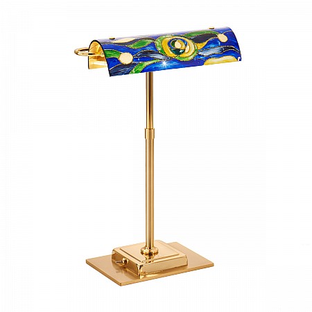 Table Lamp BANKERS Decor AQUA BLUE, 24-carat gold, gold-plated, hand-painted